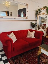 2 seater red volor velvet