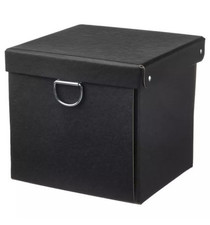 IKEA Nimm Black Storage Box with Lid 405.200.51 - 16.5x16.5x15cm - New