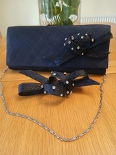 Navy Elegant Cluch Bag with Matching Clip On Bow Fascinator. Wedding Races Day