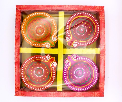 Piece handmade clay diyas - clay,