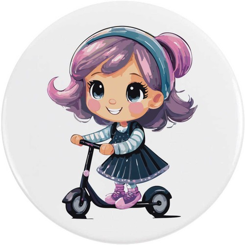 Girl riding scooter - scooter', button