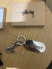 Stussy Metal Tag Keyring In Silver