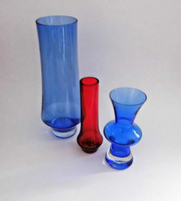 3 x   Scandinavian art glass  vase`s tallest 25 cm