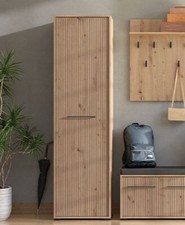 Landes Slatted Artisan Oak Effect Narrow Shallow Depth Wardrobe for Small Spaces