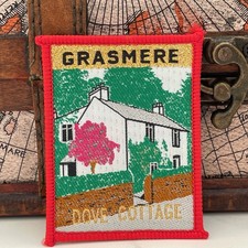 Vintage Patch Grasmere Dove Cottage Lake District Cumbria Red Souvenir Badge
