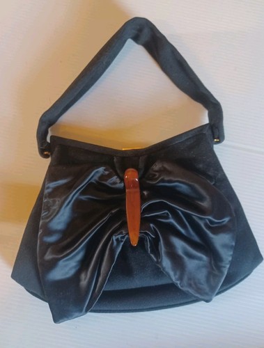 Vintage 1950s black wool felt - vintage,