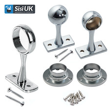Wardrobe Pole Hanging Rail Fittings Chrome Clothes Pole 19mm 25mm Round Tube.