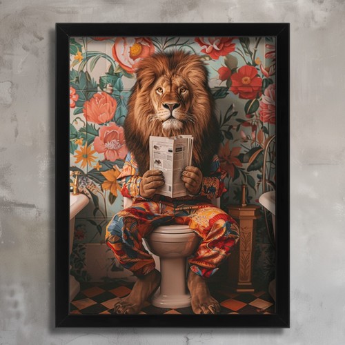 Lion wall art funny bathroom - funny,