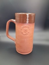  Bolingey Pottery Perranporth Tankard Cornish Shield Half Glaze Ceramic 20x9cm