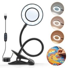 10X Magnifier Glass LED Desk Lamp Flexible Light Stand Clamp Beauty Magnifying 