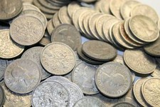 Old sixpence coins - sixpence, 6d