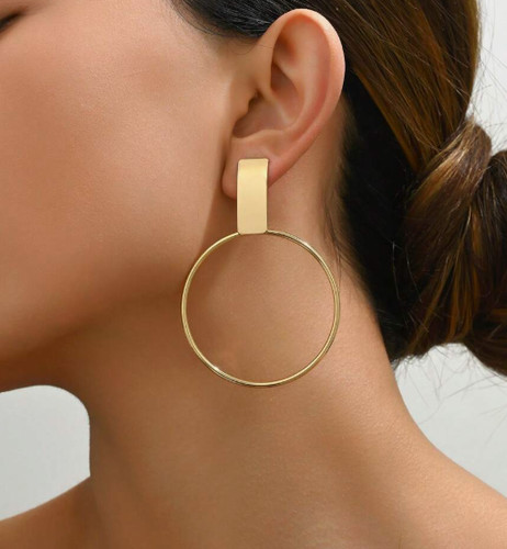 Long gold tone - hoop, clip