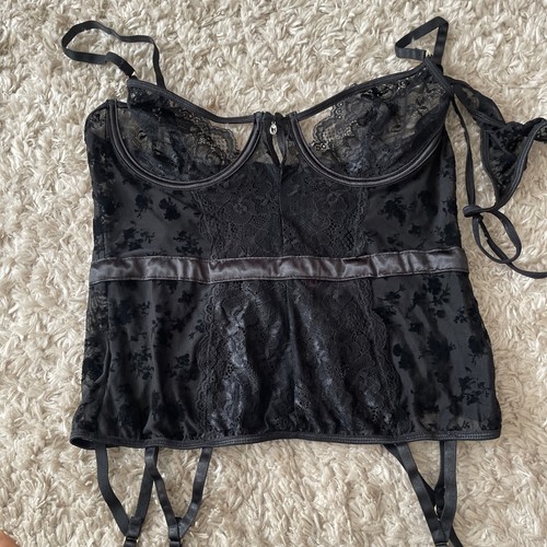 Lace basque with suspenders - basque, &