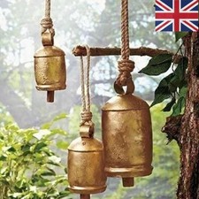 Set of 3 Giant Harmony Cow Bells Large Vintage Handmade Rustic Lucky Christmas