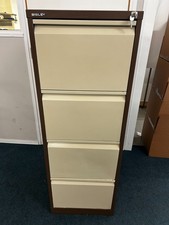 Vintage Bisley  X 4 Drawer Lockable Filing Cabinet Brown Plus 2 Keys
