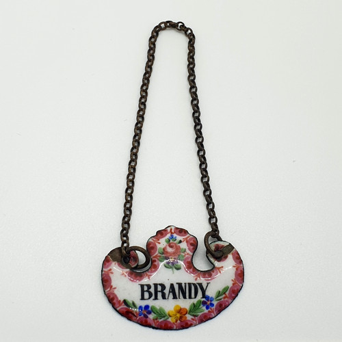 Bilston enamel decanter label - enamel,