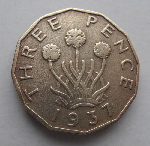 1937 brass threepence - 1937,