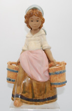 LLADRO 3512 'Girl with Two Pails' Rare Porcelain Figurine Gres Finish