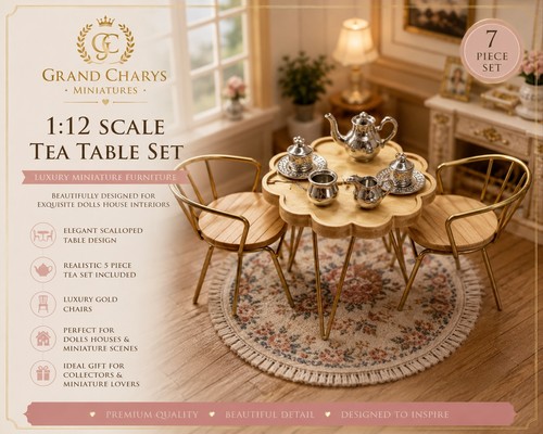 Miniature tea table set - table, |