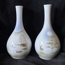 Two Vintage retro Porcelain Highbank Scottish Vases