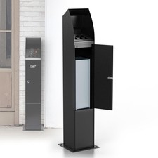 guanpin Outdoor Waste Bin, Dustbins, Heavy-Duty Steel Outdoor Trash Can