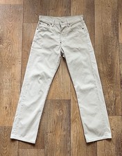 1992 Levi’s Big E Made in Japan 701 Buckleback Jeans, White, Bedford Cord, 30x34