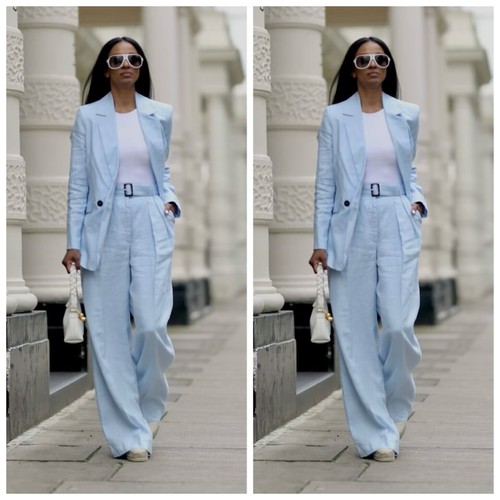 Sky blue linen - blue,