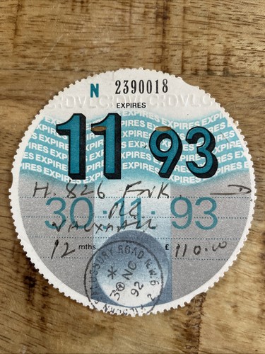 Vintage old tax disc november - disc,