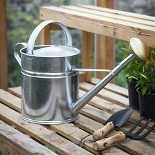 Extra Large Watering Can Garden Plant 10L Silver Galvanised Steel Brass Rose UK
