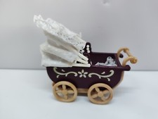Sylvanian Families Calico Critters Burgundy Pram Baby Carriage
