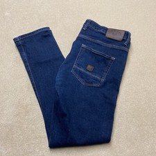 Trojan Records Jeans Men's W38 Long Zip-Fly Darkwash Blue Denim Raw Ska Mod