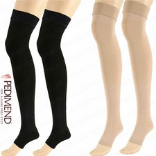 Thigh High Open Toe with 15-20mmHG Compression Stockings for Swollen Aching Legs