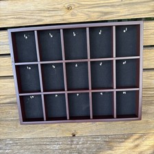 Wooden trinket Display Shelve 15 Compartments Wall Hanging Storage Unit