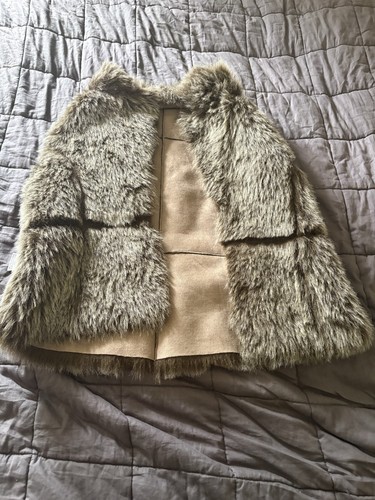 Denim brown faux fur - denim, gilet