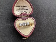 DIAMOND THREE STONE RING , in platinium illusion setting, 18ct gold shank