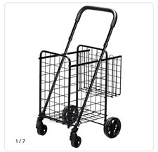 Costway Black Folding Height Adjustable Shopping Trolley