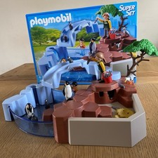 Playmobil 4013 Penguin Habitat Enclosure Super Set Zookeeper Complete In Box