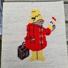 Paddington Bear Needle Point half cross tent stitch artwork 32.5cm x 30.2cm