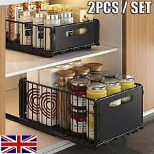 2XPull Out Cabinet Organizer Slide Out Drawer Storage Shelves Extendable Kitchen