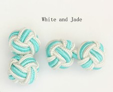 New One Pair Silk Knot Cufflinks Available 25 Colours (Two Tone)