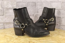 BLACK LEATHER PULL ON ANKLE