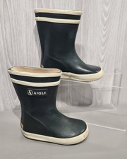 Baby AIGLE wellington boots LOLLY POP NAVY BLUE & WHITE size 4.5 CG A12