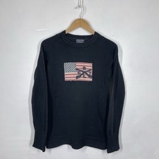 Vintage Ralph Lauren USA Flag Jumper Mens XS-S* Black Knit Polo Jeans Co RL 67