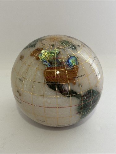 World globe inlaid - w/inlaid, gemstones