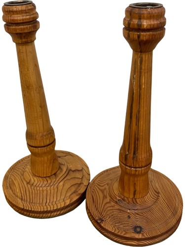 Vintage wooden candlesticks - wooden,
