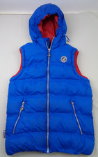 KANGOL Gilet Jacket Men's Small Blue Puffer Vest Quilted Hooded Full Zip Y2K