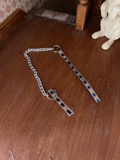 1:12 Dolls House Miniature Dog Lead and Collar New Gold Blue Leash and Chain