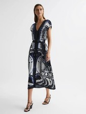 Reiss Freja Scarf Printed Midi Dress, UK12