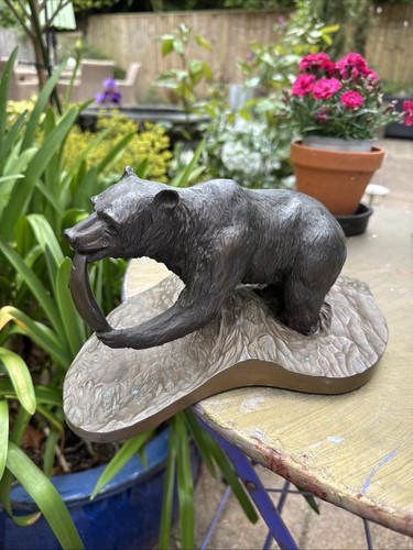 Vintage bronze bear catching - vintage,