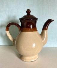 Vintage Collectible Glazed Stoneware Teapot With Lid-Triple Tone Colour